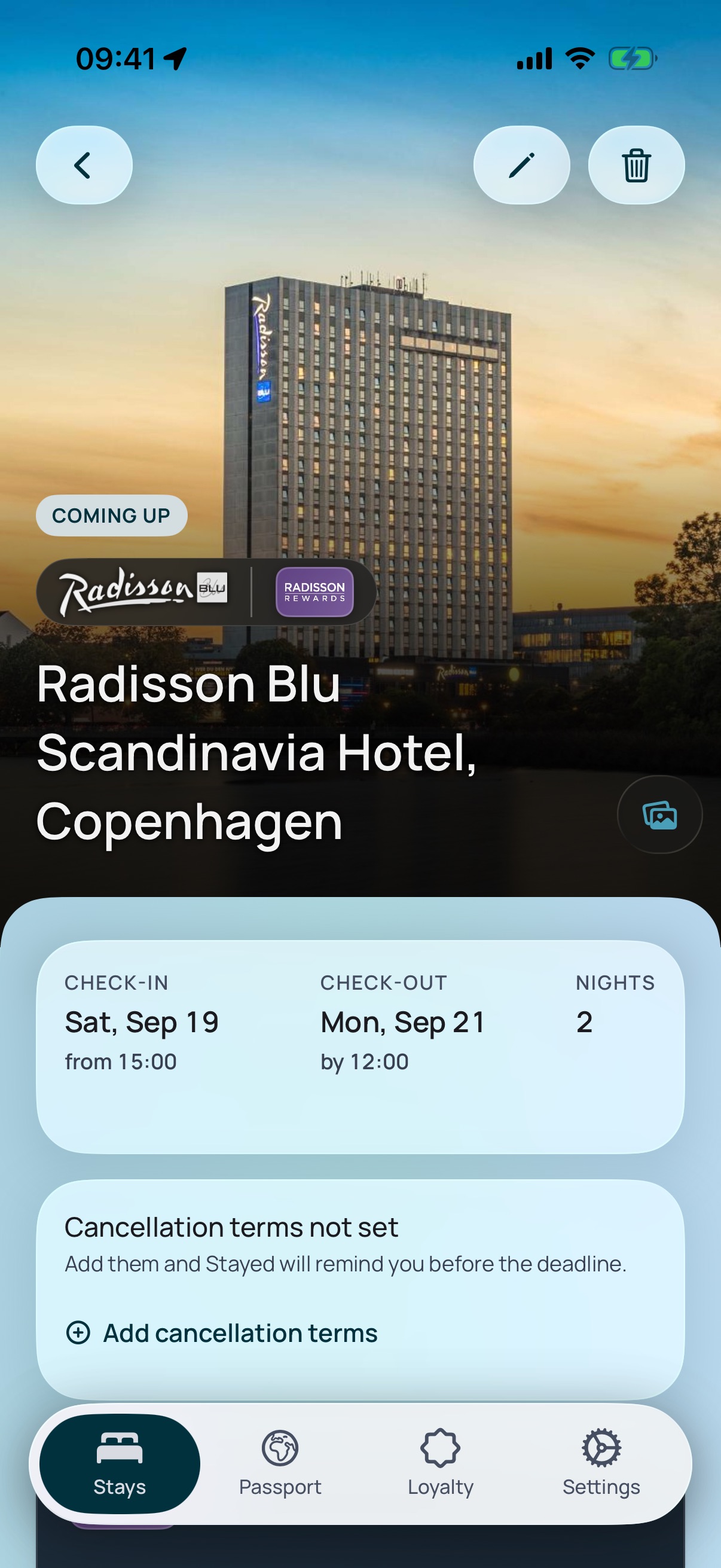 Stayed stay details flagging that cancellation terms are not set yet